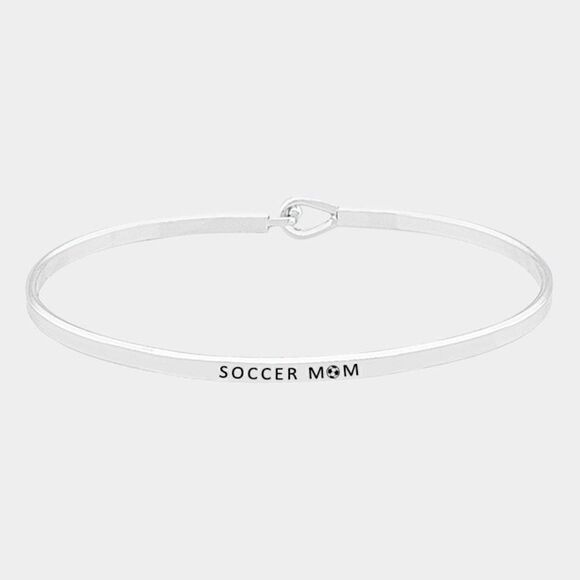 "SOCCER MOM" Silver Thin Metal Hook Bracelet - Picture 3 of 5